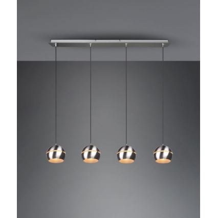 Trio - Candelabro suspenso FLETCHER 4xE14/40W/230V cromado mate