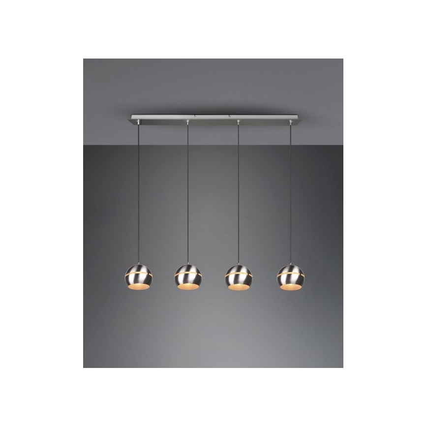 Trio - Candelabro suspenso FLETCHER 4xE14/40W/230V cromado mate