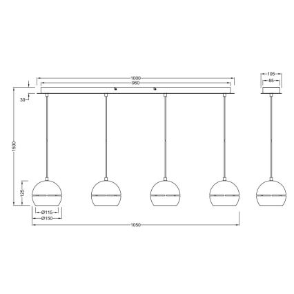 Trio - Candelabro suspenso FLETCHER 4xE14/40W/230V latão