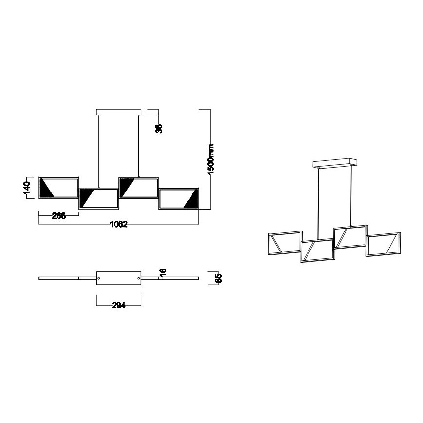 Trio - Candelabro suspenso LED com regulação CAFU 4xLED/7W/230V