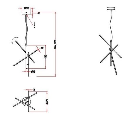 Trio - Candelabro suspenso LED com regulação TIRIAC 3xLED/7,5W/230V