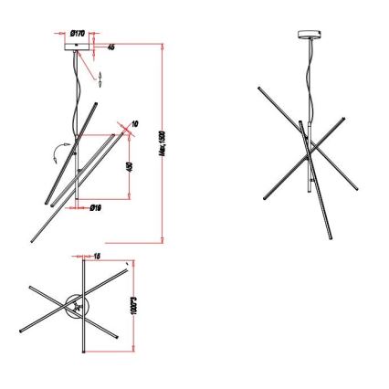 Trio - Candelabro suspenso LED com regulação TIRIAC 3xLED/8,5W/230V branco