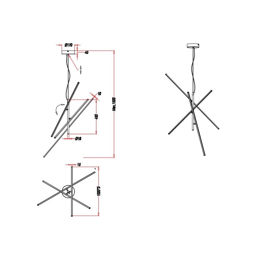 Trio - Candelabro suspenso LED com regulação TIRIAC 3xLED/8,5W/230V branco