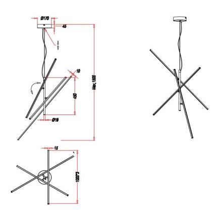Trio - Candelabro suspenso LED com regulação TIRIAC 3xLED/8,5W/230V