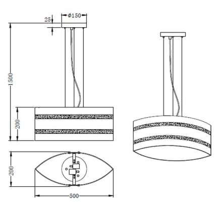 Trio - Candelabro suspenso NIKOSIA 2xE27/40W/230V prateado