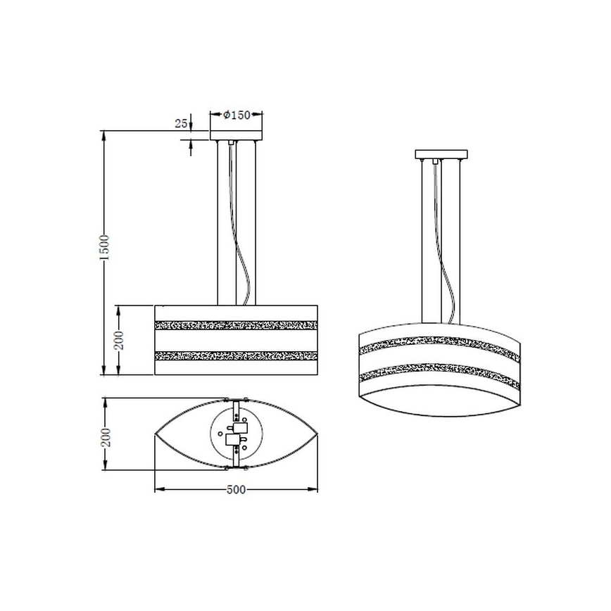 Trio - Candelabro suspenso NIKOSIA 2xE27/40W/230V prateado