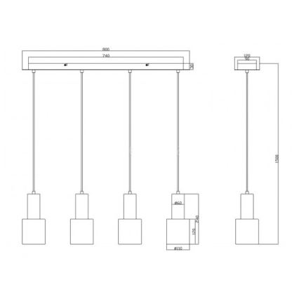Trio - Candelabro suspenso WAILER 4xGU10/5W/230V cinzento