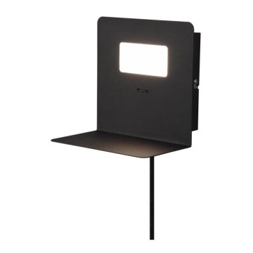 Trio - Iluminação de parede LED com prateleira ALOFT LED/3W/230V + entrada USB preta