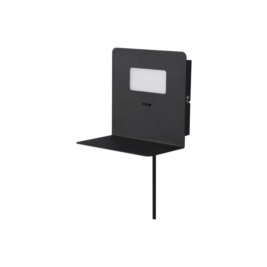 Trio - Iluminação de parede LED com prateleira ALOFT LED/3W/230V + entrada USB preta