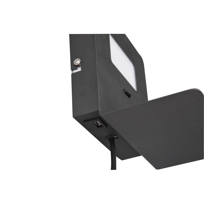 Trio - Iluminação de parede LED com prateleira ALOFT LED/3W/230V + entrada USB preta