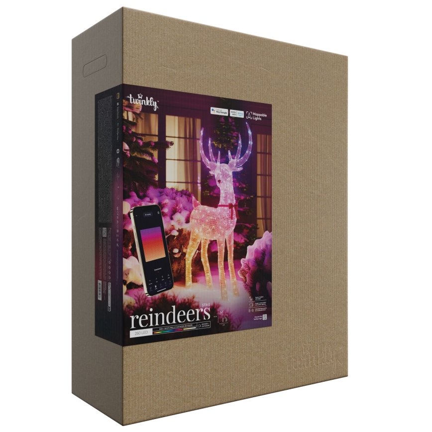 Twinkly - Rena de Natal exterior regulável LED RGBW REINGEERS 250xLED IP44 Wi-Fi