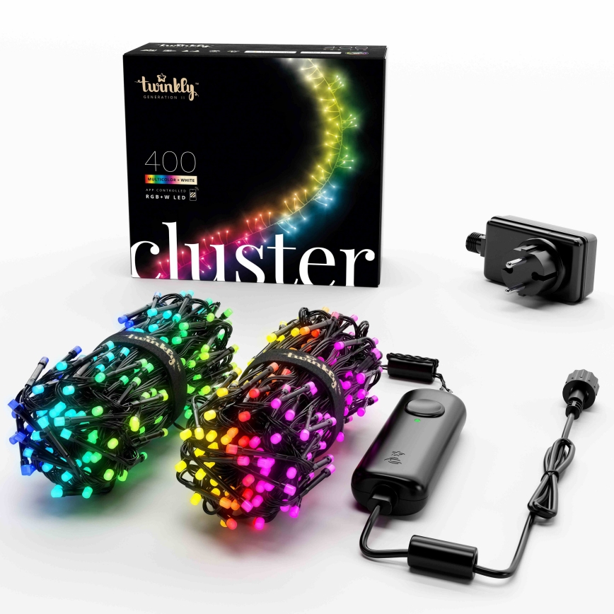 Twinkly - Corrente de Natal exterior regulável RGBW LED CLUSTER 400xLED 9,5m IP44 Wi-Fi