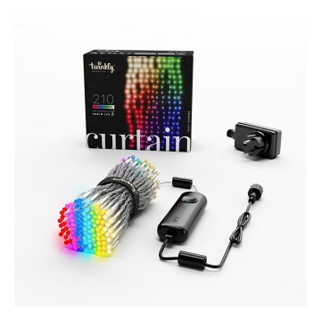 Twinkly - Cortina de Natal LED RGBW regulável para exterior CURTAIN 210xLED 6,1m IP44 Wi-Fi