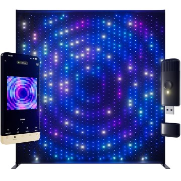 Twinkly - Cortina luminosa de Natal LED RGBW dimmerizável para exterior LIGHTWALL 1120 LEDs 2,6 x 2,7 m IP44 Wi-Fi + dongle musical