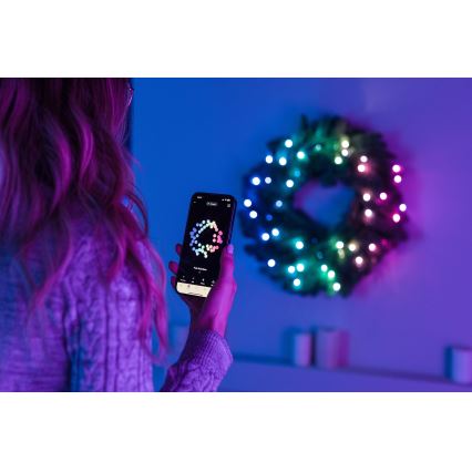 Twinkly - Grinalda de Natal LED RGB regulável 50xLED d. 60 cm Wi-Fi