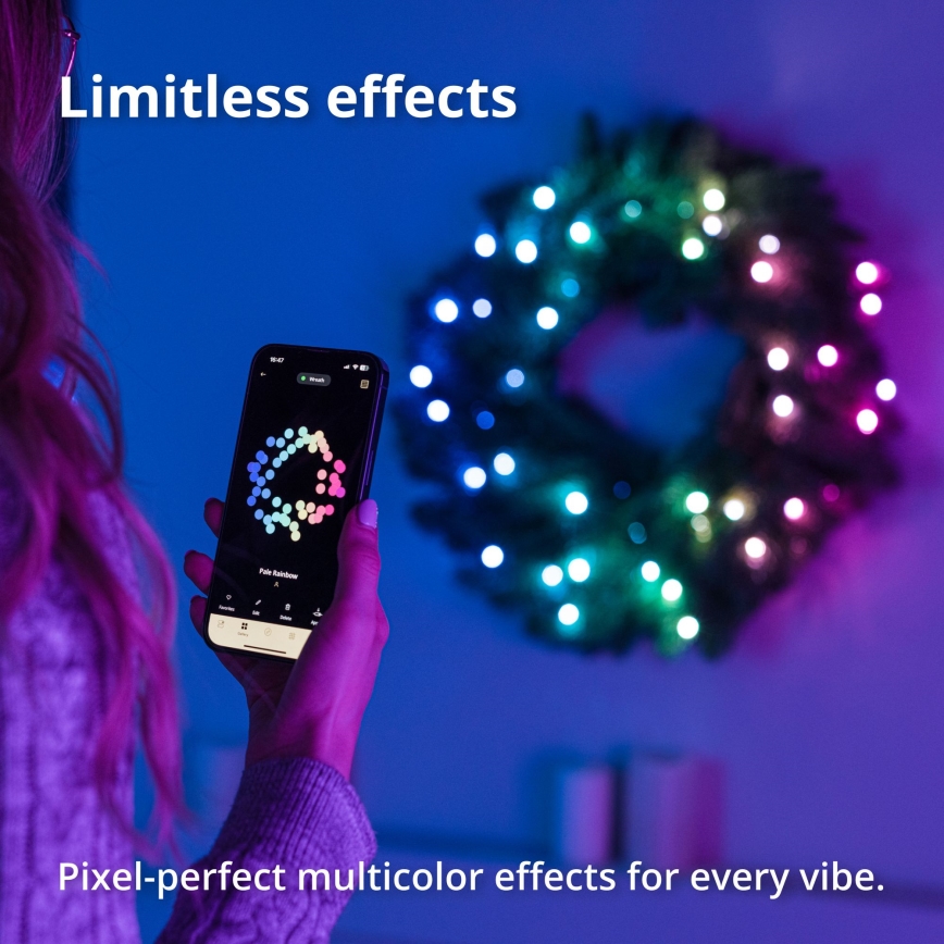 Twinkly - Grinalda de Natal LED RGB regulável 50xLED d. 60 cm Wi-Fi