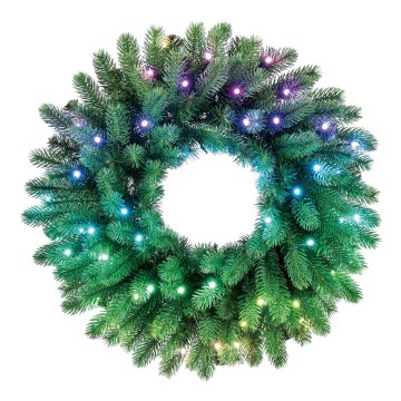 Twinkly - LED RGB Regulação Coroa de natal PRE-LIT WREATH 50xLED diâmetro 61cm Wi-Fi