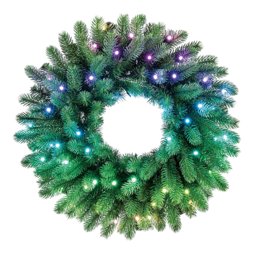 Twinkly - LED RGB Regulação Coroa de natal PRE-LIT WREATH 50xLED diâmetro 61cm Wi-Fi
