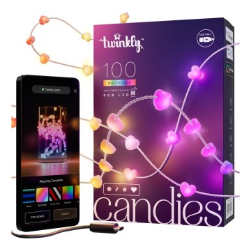Twinkly - LED RGB Regulação Corrente de Natal CANDIES 100xLED 8 m USB Wi-Fi