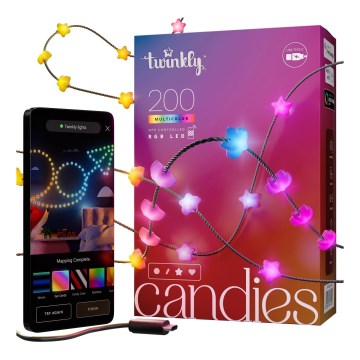 Twinkly - LED RGB Regulação Corrente de Natal CANDIES 200xLED 14 m USB Wi-Fi