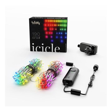 Twinkly - LED RGB Regulação exterior Cortina de Natal ICICLE 190xLED 11,5m IP44 Wi-Fi