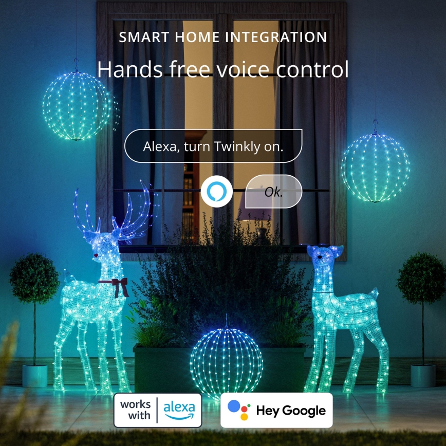 Twinkly - Rena de Natal LED RGBW com dimmer para exterior REINGEERS 200xLED IP44 Wi-Fi