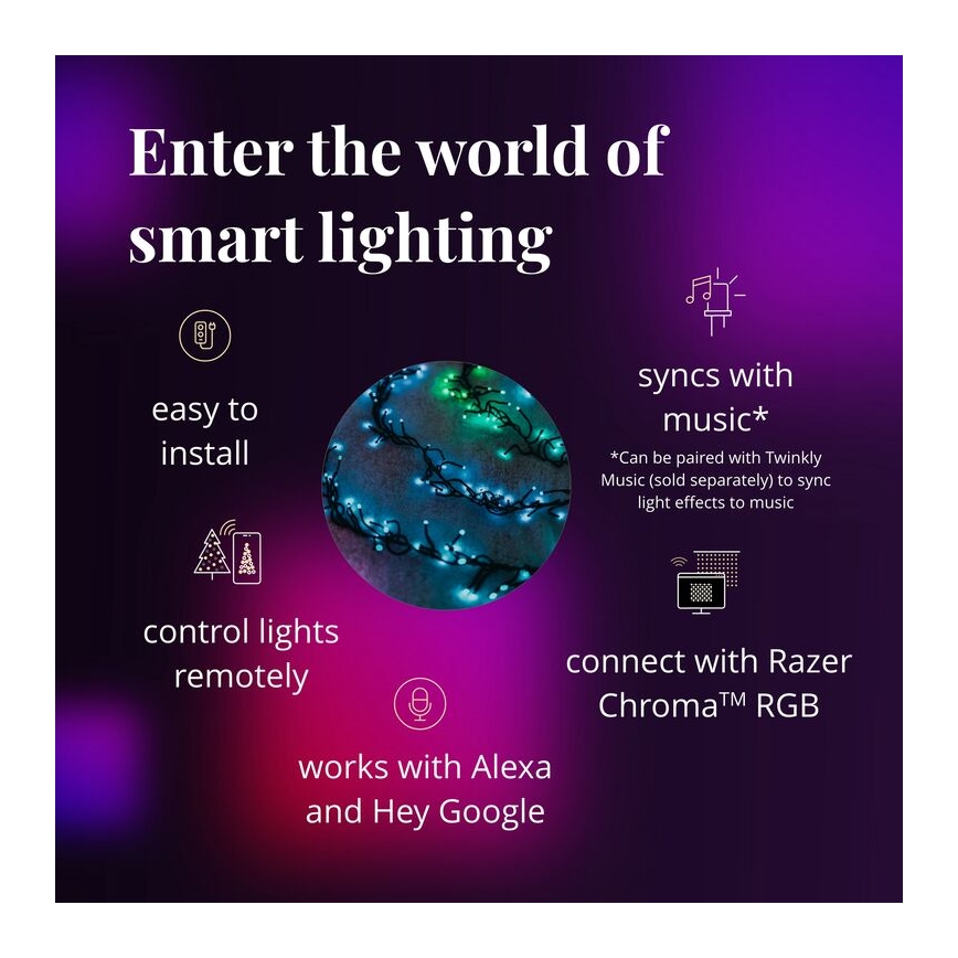 Twinkly - Corrente de Natal exterior regulável RGBW LED CLUSTER 400xLED 9,5m IP44 Wi-Fi
