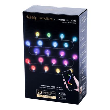 Twinkly - LED RGB Regulação exterior Corrente de Natal FACETED 40xLED 14,5 m IP44 Wi-Fi