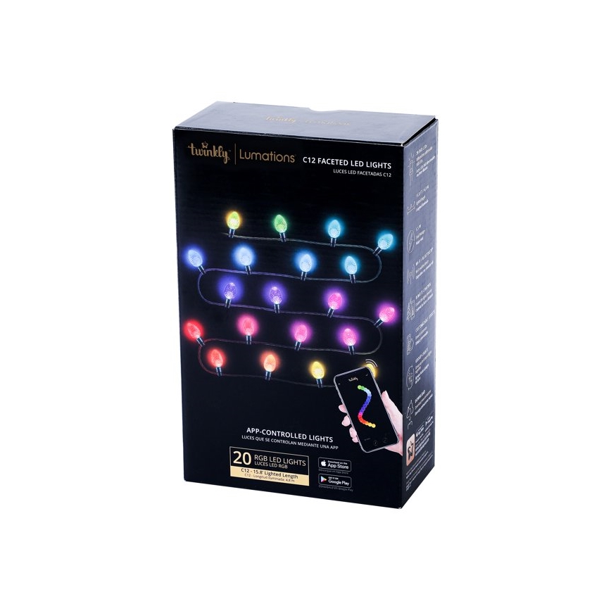 Twinkly - LED RGB Regulação exterior Corrente de Natal FACETED 40xLED 14,5 m IP44 Wi-Fi