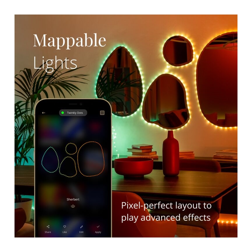 Twinkly - LED RGB Exterior regulação tira DOTS 400xLED 20 m IP44 Wi-Fi
