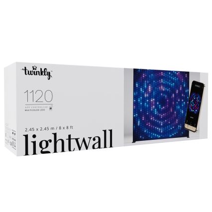 Twinkly - Cortina luminosa de Natal LED RGBW dimmerizável para exterior LIGHTWALL 1120 LEDs 2,6 x 2,7 m IP44 Wi-Fi + dongle musical
