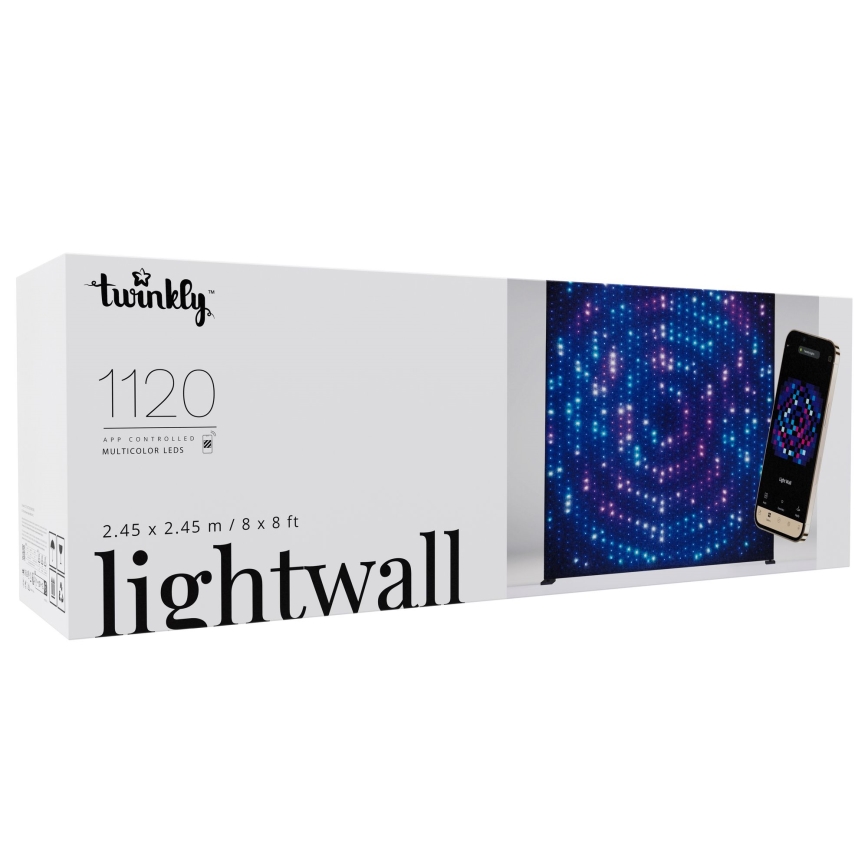 Twinkly - Cortina luminosa de Natal LED RGBW dimmerizável para exterior LIGHTWALL 1120 LEDs 2,6 x 2,7 m IP44 Wi-Fi + dongle musical
