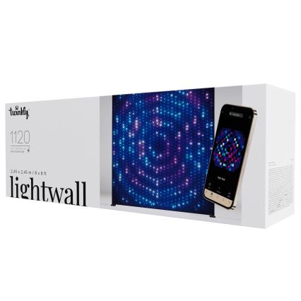 Twinkly - Cortina luminosa de Natal LED RGBW dimmerizável para exterior LIGHTWALL 1120 LEDs 2,6 x 2,7 m IP44 Wi-Fi + dongle musical
