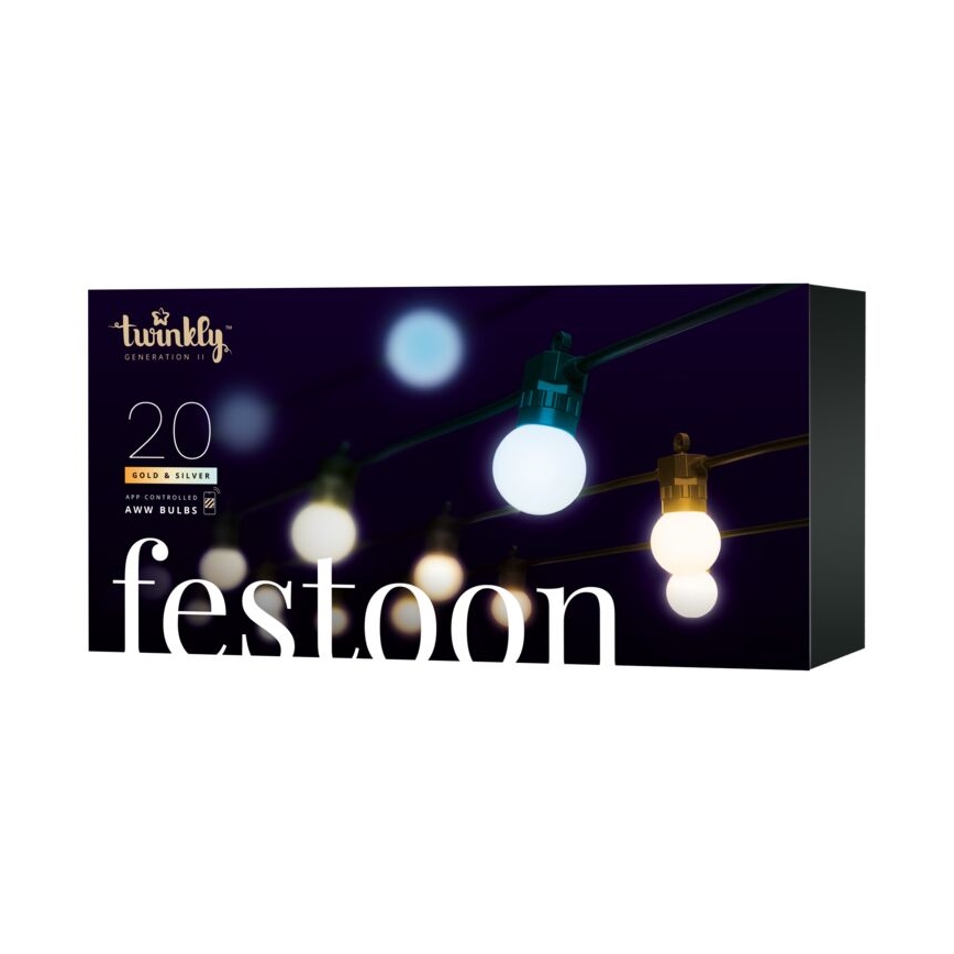Twinkly - LED Regulação exterior corrente decorativa FESTOON 20xLED 14m IP44 Wi-Fi