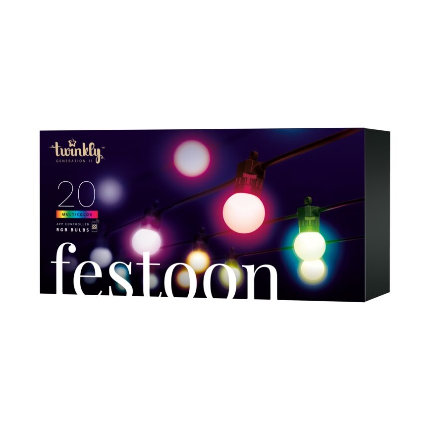 Twinkly - LED RGB Regulação exterior corrente decorativa FESTOON 20xLED 14m IP44 Wi-Fi