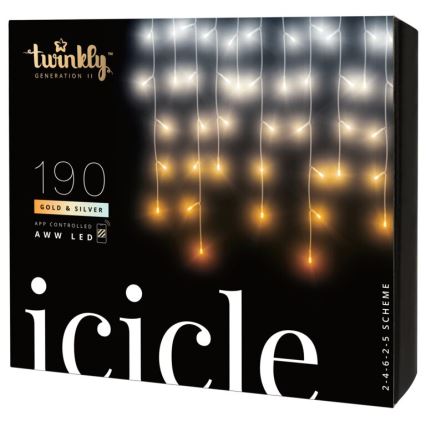 Twinkly - LED Regulação exterior Cortina de Natal ICICLE 190xLED 11,5m IP44 Wi-Fi