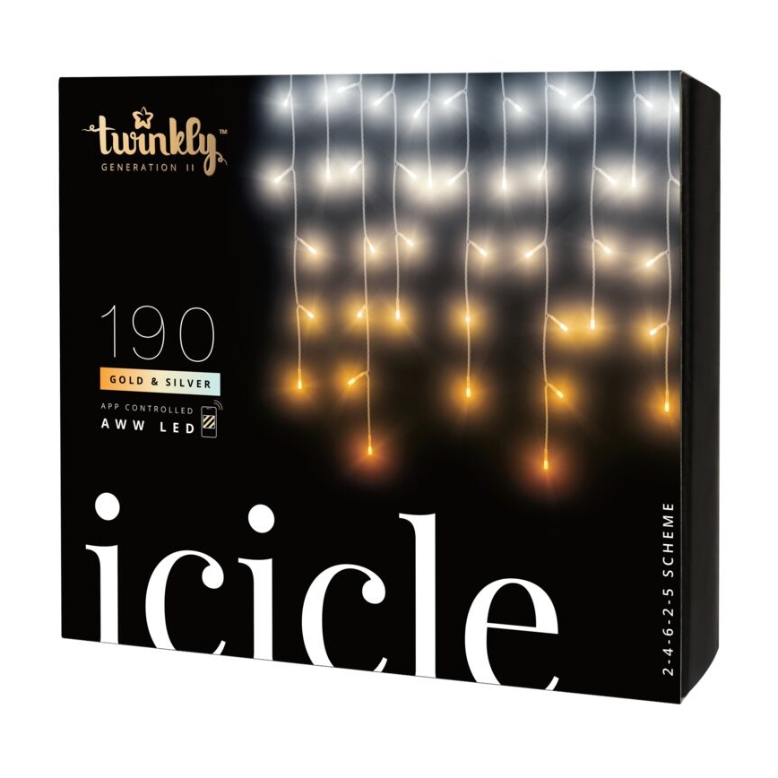 Twinkly - LED Regulação exterior Cortina de Natal ICICLE 190xLED 11,5m IP44 Wi-Fi