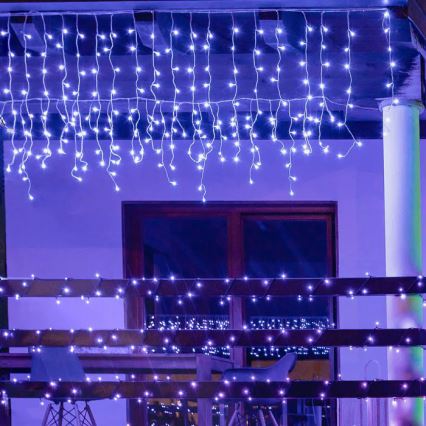Twinkly - LED RGBW Regulação exterior Cortina de Natal ICICLE 190xLED 11,5m IP44 Wi-Fi