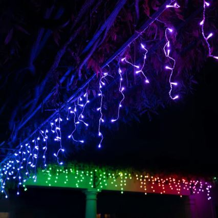 Twinkly - LED RGBW Regulação exterior Cortina de Natal ICICLE 190xLED 11,5m IP44 Wi-Fi