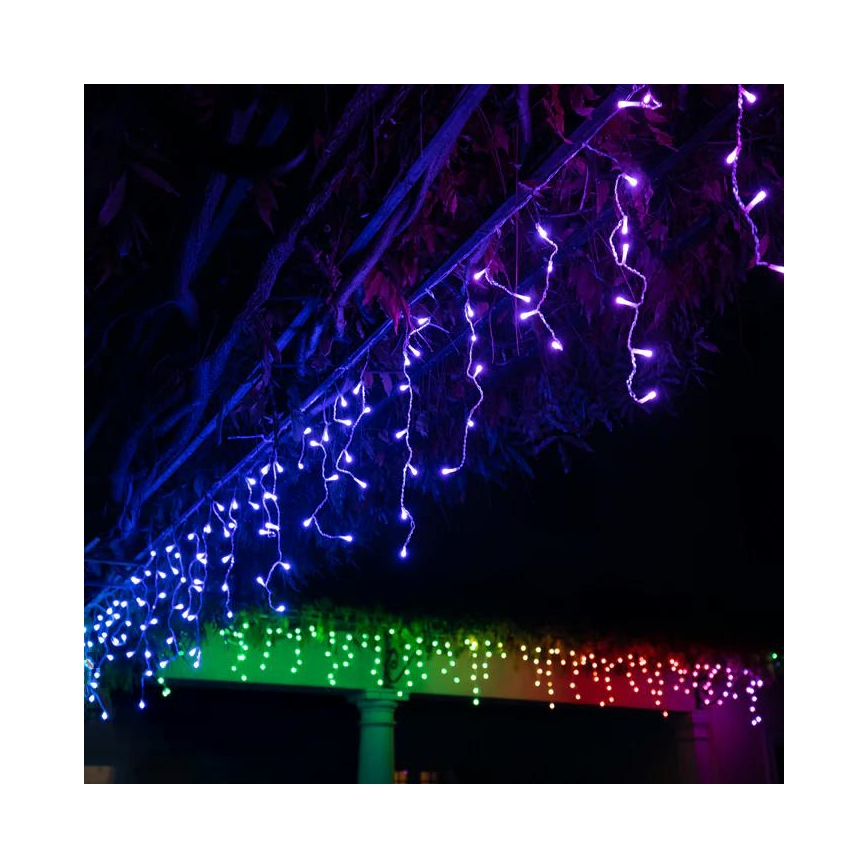 Twinkly - LED RGBW Regulação exterior Cortina de Natal ICICLE 190xLED 11,5m IP44 Wi-Fi