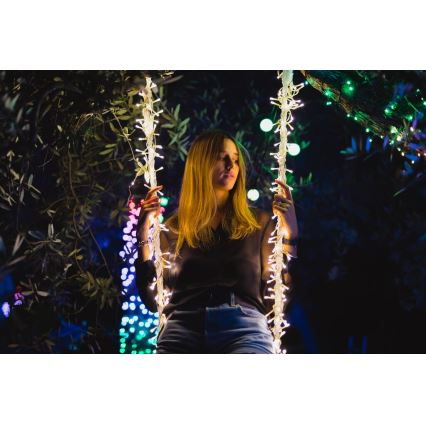 Twinkly - LED RGBW Regulação exterior Cortina de Natal ICICLE 190xLED 11,5m IP44 Wi-Fi