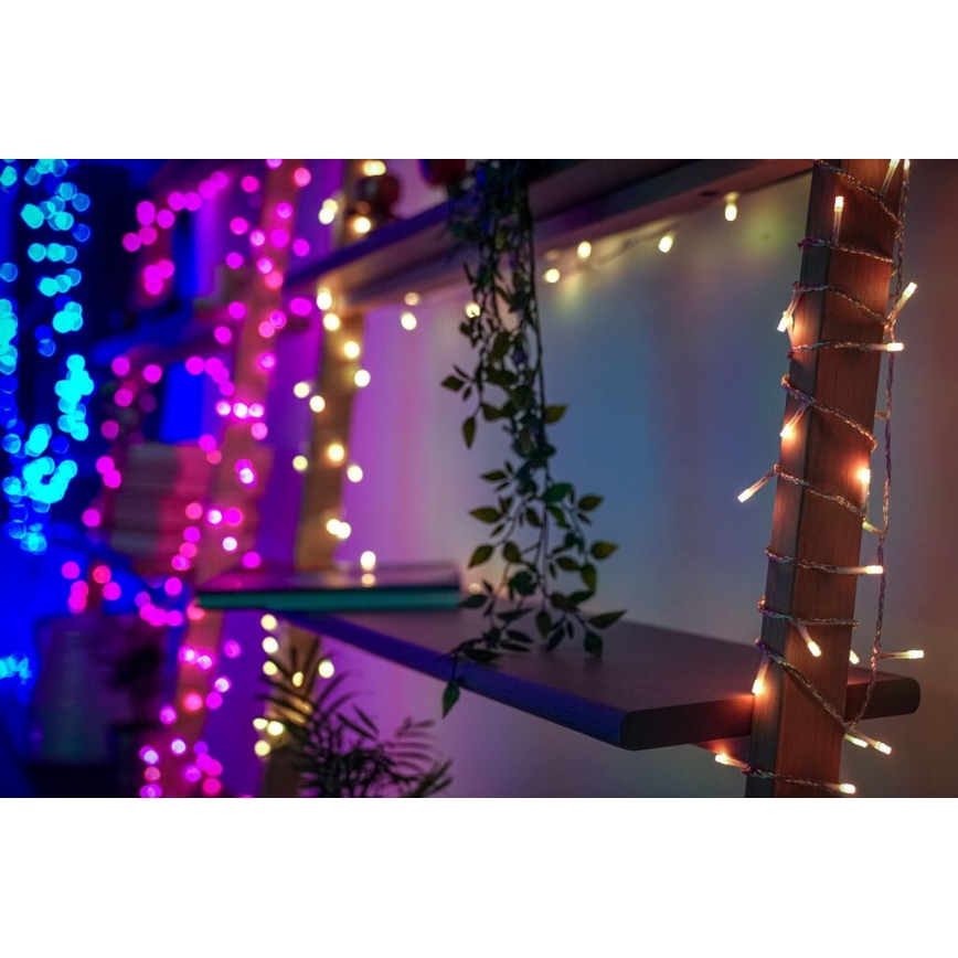 Twinkly - LED RGBW Regulação exterior Cortina de Natal ICICLE 190xLED 11,5m IP44 Wi-Fi