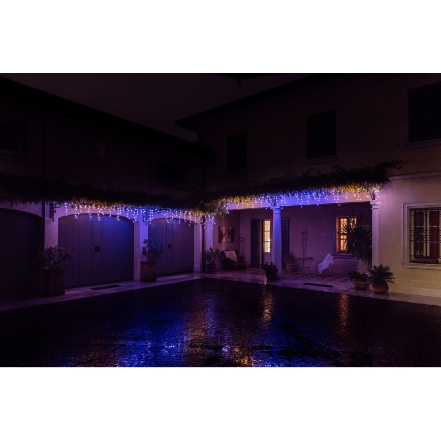 Twinkly - LED RGBW Regulação exterior Cortina de Natal ICICLE 190xLED 11,5m IP44 Wi-Fi