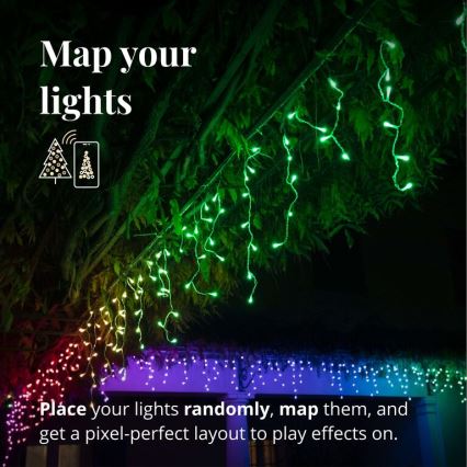 Twinkly - LED RGBW Regulação exterior Cortina de Natal ICICLE 190xLED 11,5m IP44 Wi-Fi