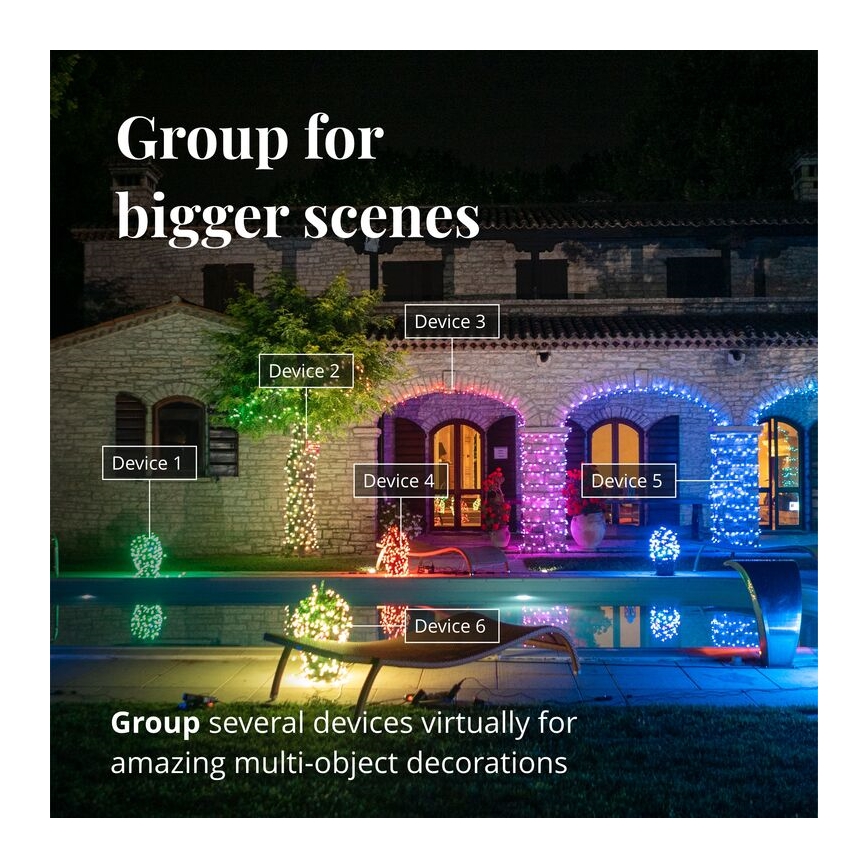Twinkly - LED RGBW Regulação exterior Cortina de Natal ICICLE 190xLED 11,5m IP44 Wi-Fi