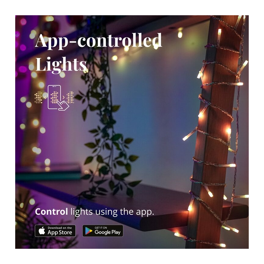 Twinkly - LED RGBW Regulação exterior Cortina de Natal ICICLE 190xLED 11,5m IP44 Wi-Fi