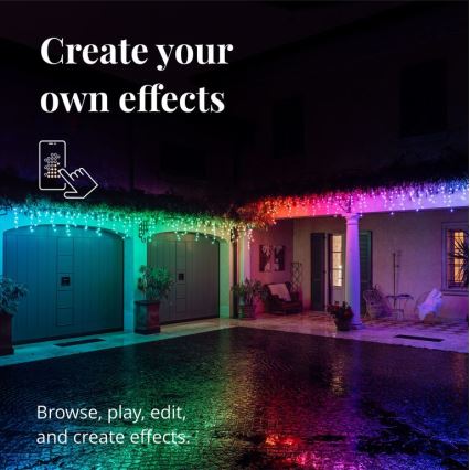 Twinkly - LED RGB Regulação exterior Cortina de Natal ICICLE 190xLED 11,5m IP44 Wi-Fi