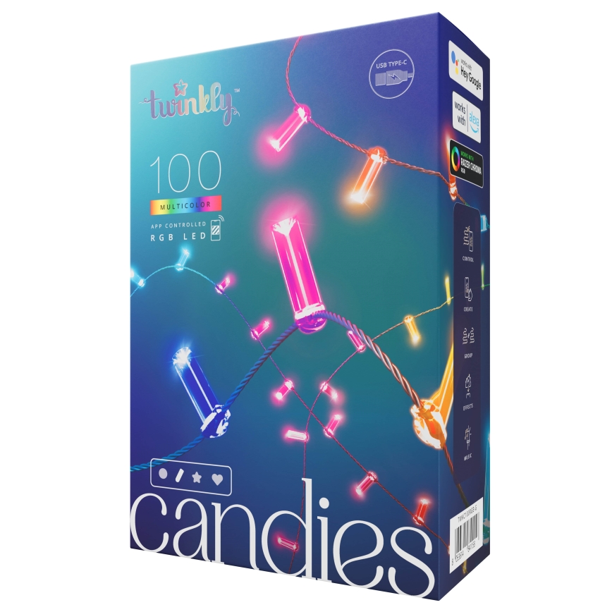 Twinkly - LED RGB Regulação Corrente de Natal 100xLED 8 m USB Wi-Fi
