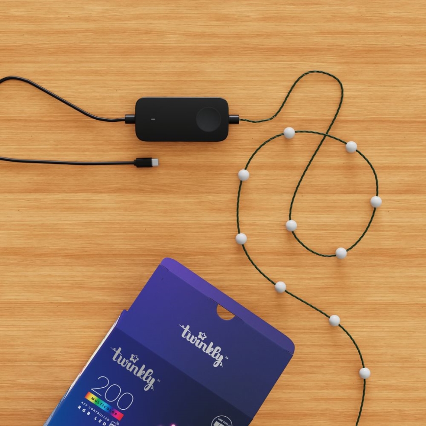 Twinkly - LED RGB Regulação Corrente de Natal CANDIES 200xLED 14 m USB Wi-Fi