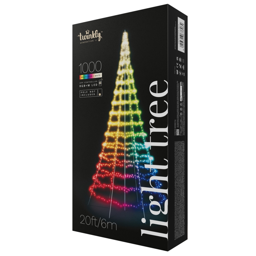 Twinkly - LED RGBW Árvore de Natal para exterior dimerizável LIGHT TREE 1000 LEDs 6 m IP44 Wi-Fi